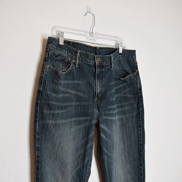 Levis 514 Mens Jeans Sz 36 x 30 Straight Dark Wash Denim Distressed 5 Pocket - Picture 6 of 16